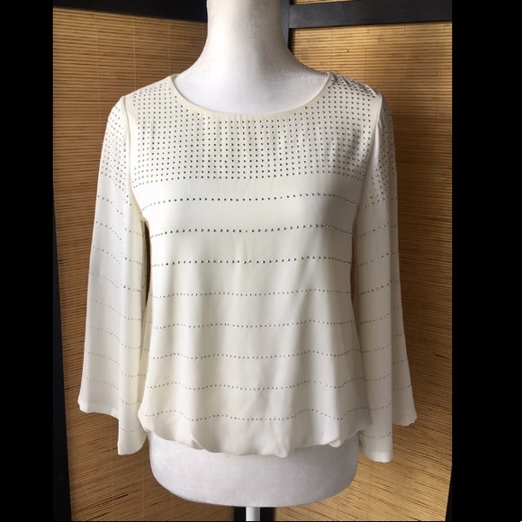 Alfani Beige Bell Sleeve Blouse - Picture 3 of 8